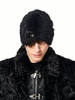 Embroidered Faux Fur Beanie Knit Hat 1