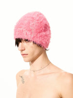Embroidered Faux Fur Beanie Knit Hat 2