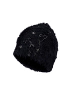 Embroidered Faux Fur Beanie Knit Hat 5