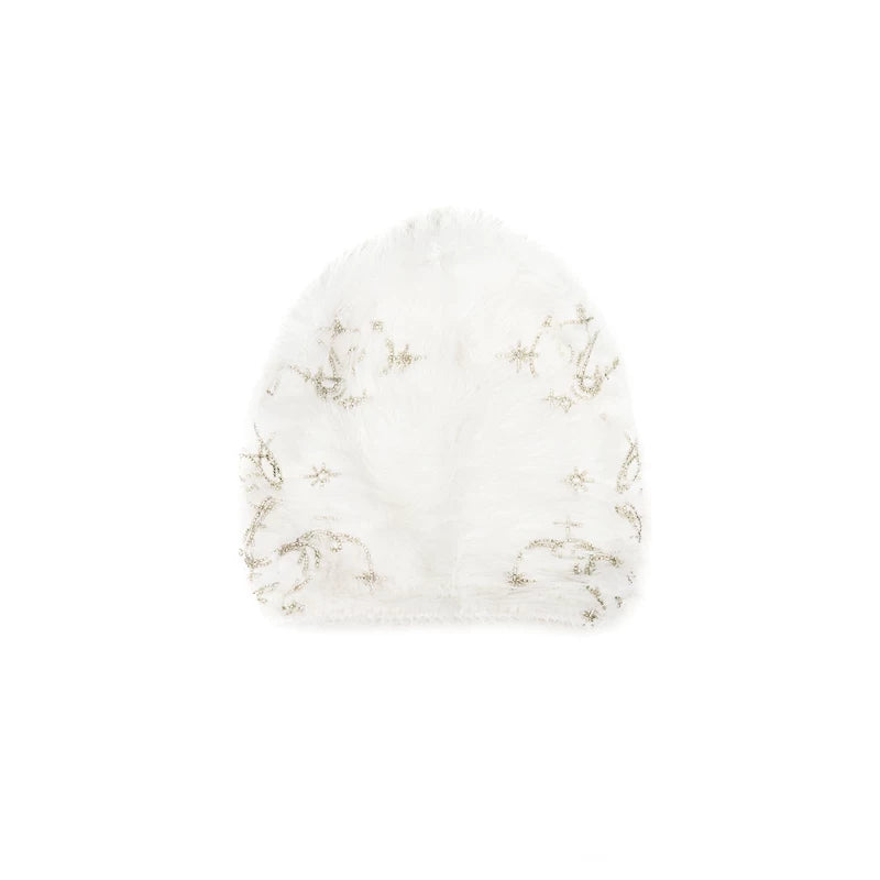 6152043135085, Embroidered Faux Fur Beanie Knit Hat