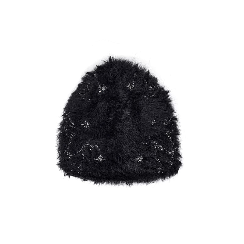 6152043135087, Embroidered Faux Fur Beanie Knit Hat