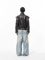Embroidered Graphic Washed Loose Fit Jeans Pants 5