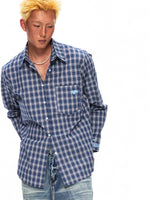 Embroidered Heart Plaid Long-Sleeve Cotton Shirt 1