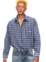 Embroidered Heart Plaid Long-Sleeve Cotton Shirt 3