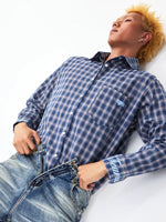 Embroidered Heart Plaid Long-Sleeve Cotton Shirt 4