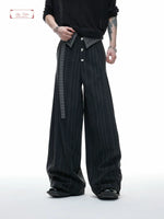 Embroidered High-Waisted Wide-Leg Ribbon Pants 1