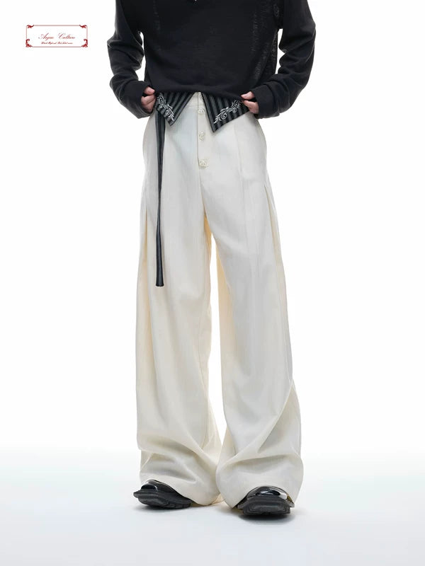 Embroidered High-Waisted Wide-Leg Ribbon Pants 2