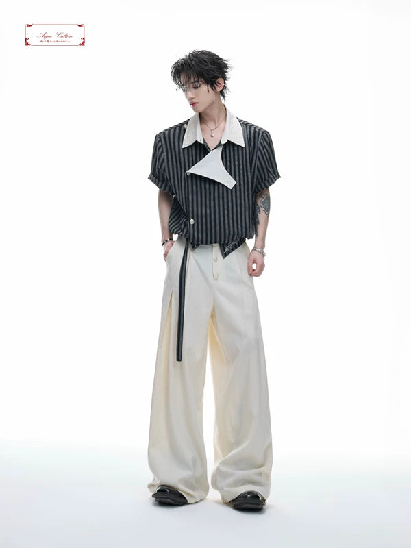 Embroidered High-Waisted Wide-Leg Ribbon Pants 3