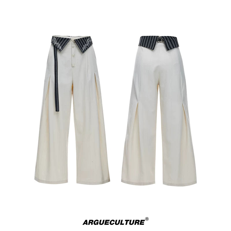 6087627077247,6087627077248,6087627077249,6087627077250, Embroidered High-Waisted Wide-Leg Ribbon Pants