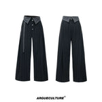 6087627077251,6087627077252,6087627077253,6087627077254, Embroidered High-Waisted Wide-Leg Ribbon Pants
