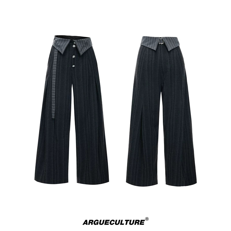6087627077251,6087627077252,6087627077253,6087627077254, Embroidered High-Waisted Wide-Leg Ribbon Pants
