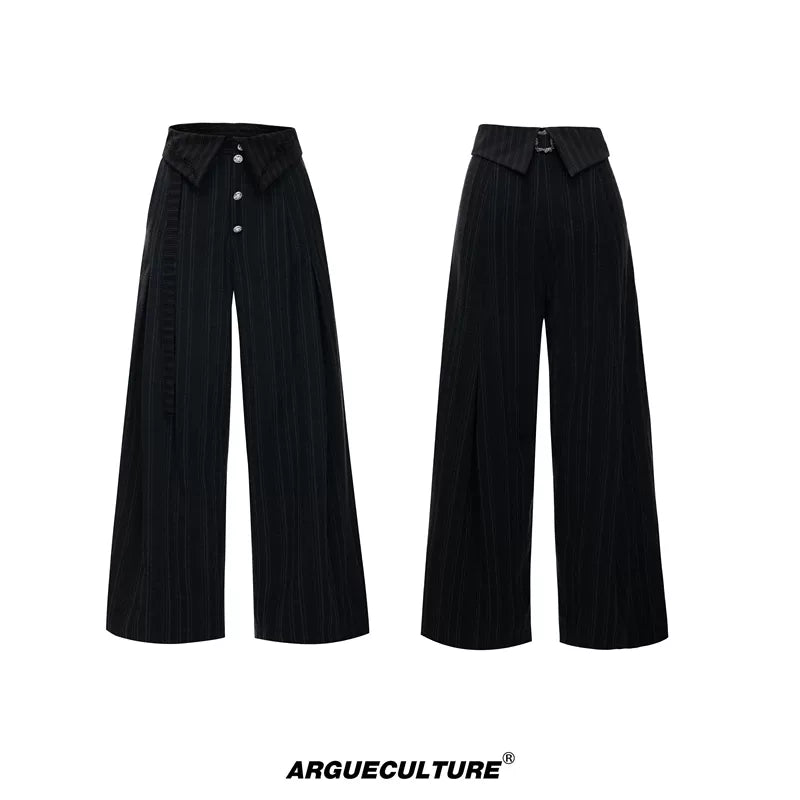 6278775731014,6278775731015,6278775731016,6278775731017, Embroidered High-Waisted Wide-Leg Ribbon Pants