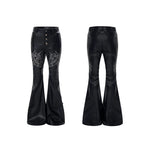 6027776945535,6027776945536,6027776945537,6027776945538, Embroidered Horse Head Flared Leather Pants