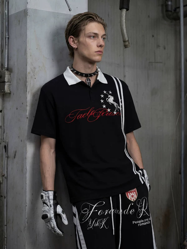 Embroidered Jersey Polo T-Shirt 1