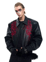 Embroidered Leather Motorcycle Jacket 3