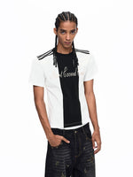 Embroidered Letter Crew Neck T-Shirt 1