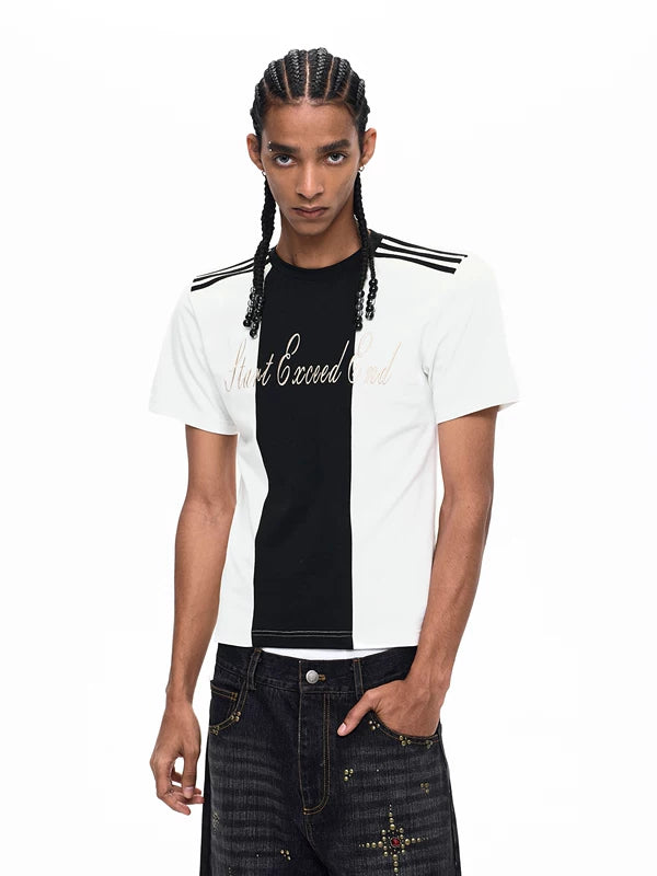 Embroidered Letter Crew Neck T-Shirt 2