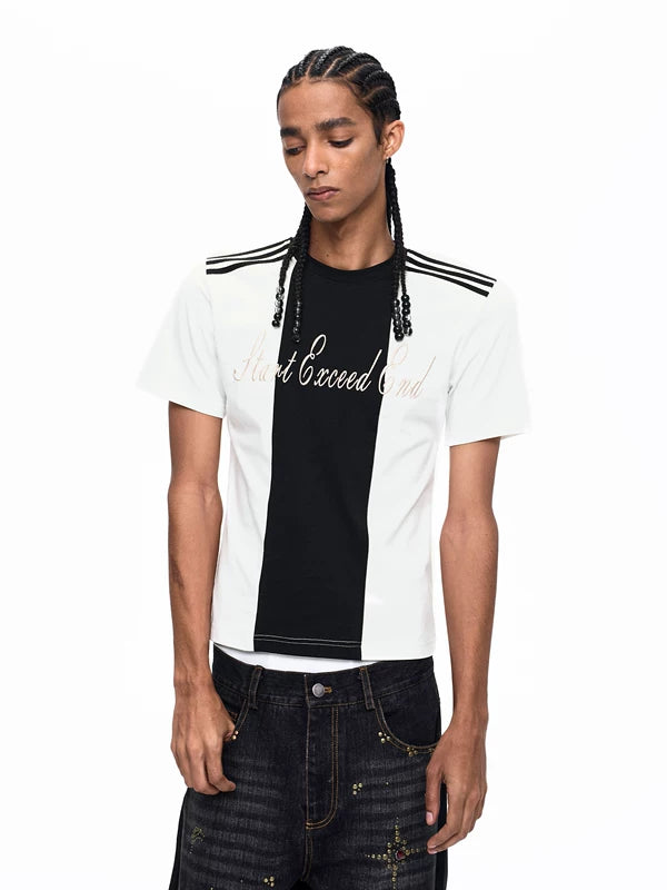 Embroidered Letter Crew Neck T-Shirt 3