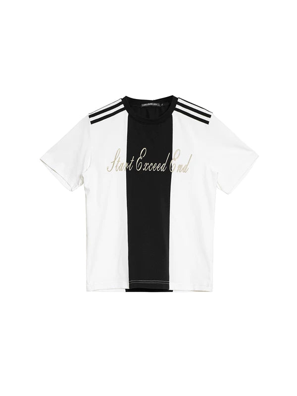Embroidered Letter Crew Neck T-Shirt 5