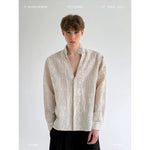 Embroidered Linen Jacquard Long Sleeve Shirt 1
