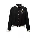 Embroidered Logo Sheepskin Varsity Baseball Jacket 1