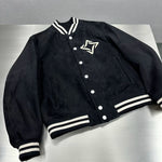 Embroidered Logo Sheepskin Varsity Baseball Jacket 3