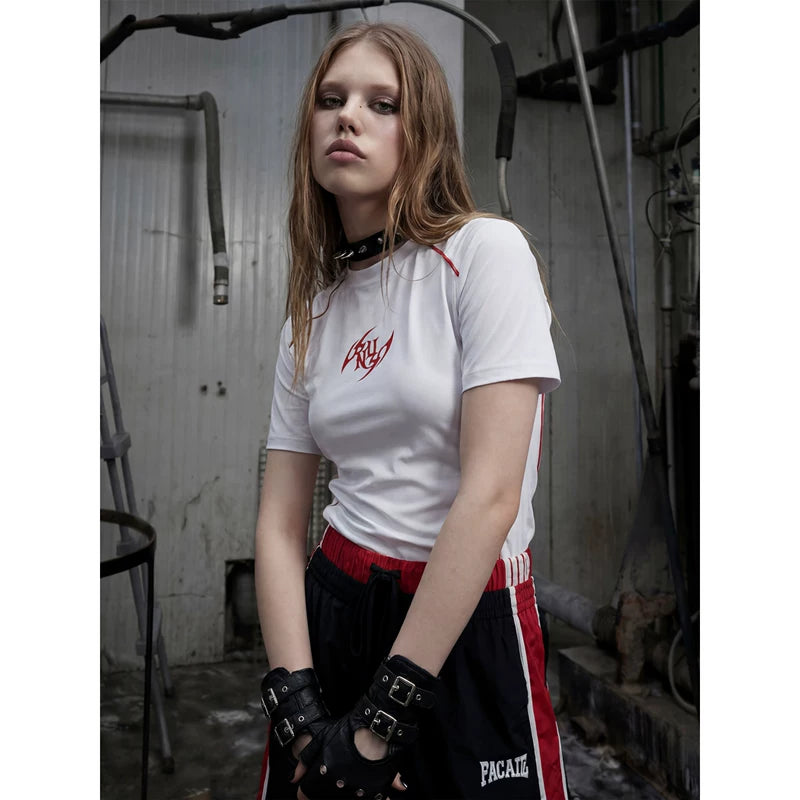 6252065438085,6252065438086,6252065438087, Embroidered Logo Short-Sleeve Streetwear T-Shirt