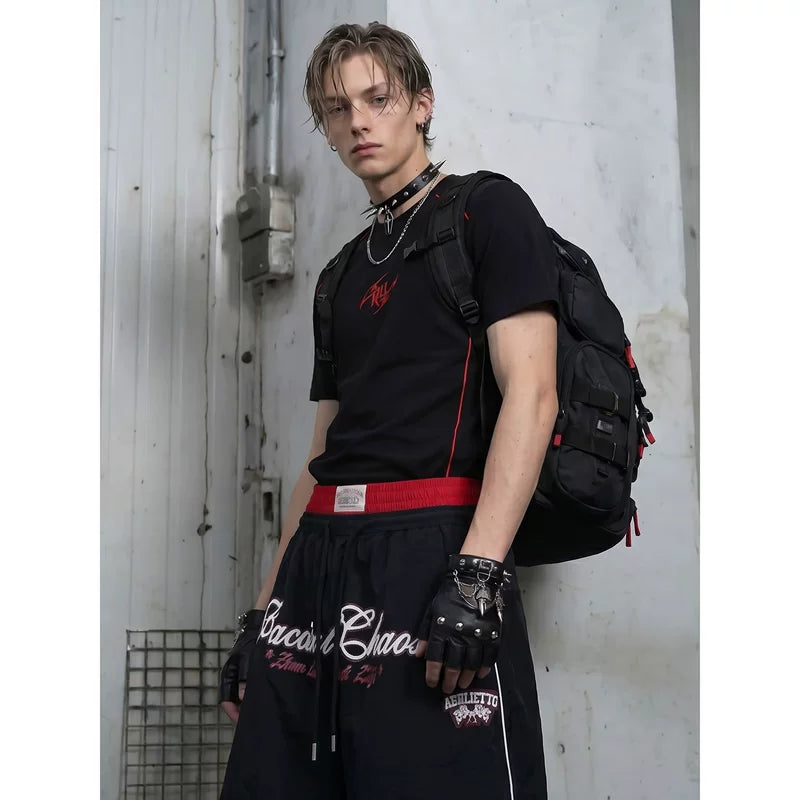 6252065438081,6252065438082,6252065438083, Embroidered Logo Short-Sleeve Streetwear T-Shirt