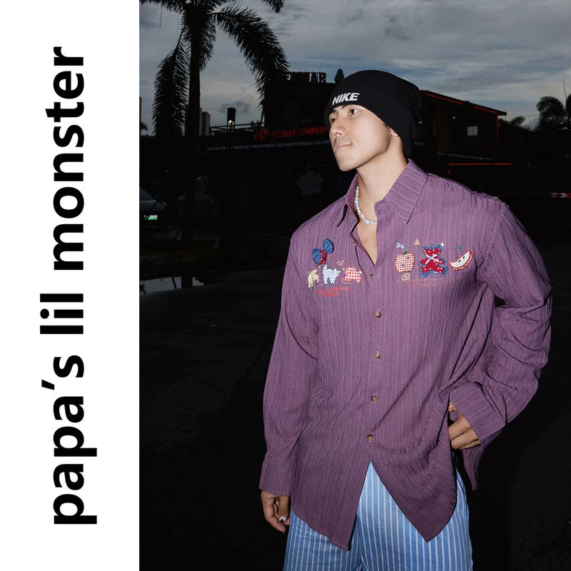 6286804022163,6286804022164,6286804022165, Embroidered Long-Sleeve Button-Down Shirt
