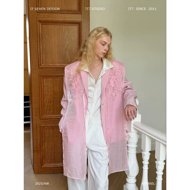 Embroidered Longline Loose Fit Suit Jacket 1