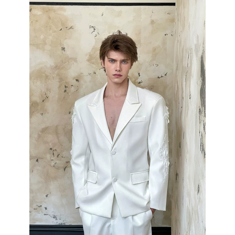 Embroidered Mesh Back Suit Jacket and Pants 3