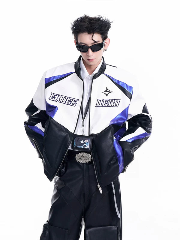 Embroidered Motorcycle Leather Jacket 2