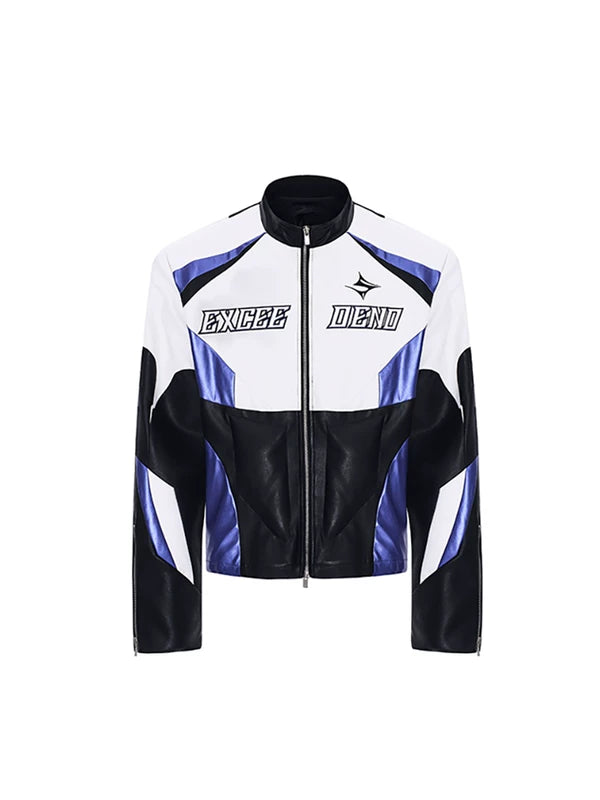 Embroidered Motorcycle Leather Jacket 5
