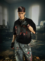 Embroidered Patchwork Distressed T-Shirt 1