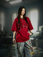 Embroidered Patchwork Distressed T-Shirt 2