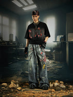 Embroidered Patchwork Distressed T-Shirt 4
