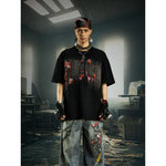 5833536388218,5833536388219,5833536388220,5833536388221, Embroidered Patchwork Distressed T-Shirt