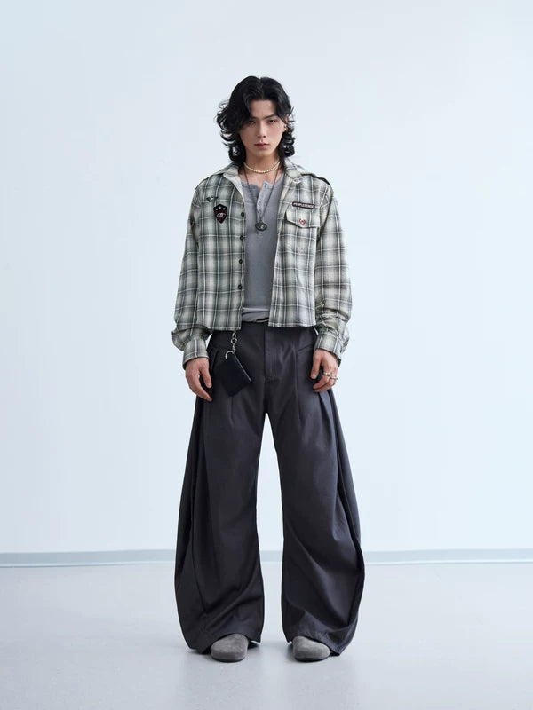 Embroidered Plaid Short-Sleeve Hooded Shirt 4