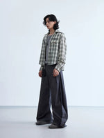 Embroidered Plaid Short-Sleeve Hooded Shirt 5