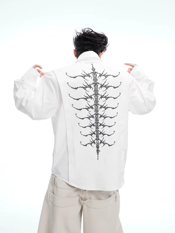 Embroidered Rivet Detail Long Sleeve Shirt 1