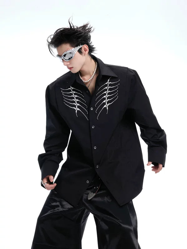 Embroidered Rivet Detail Long Sleeve Shirt 5