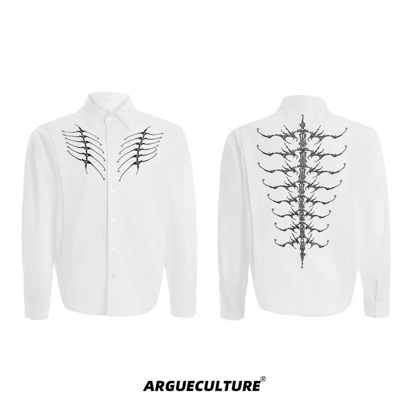 5915960763024,5915960763027,5915960763030,5915960763033, Embroidered Rivet Detail Long Sleeve Shirt