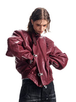 Embroidered Rivet Motorcycle Leather Jacket 1