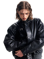 Embroidered Rivet Motorcycle Leather Jacket 3
