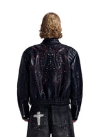 Embroidered Rivet Motorcycle Leather Jacket 5