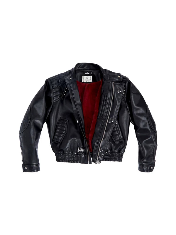 5982852557356,5982852557357,5982852557358, Embroidered Rivet Motorcycle Leather Jacket