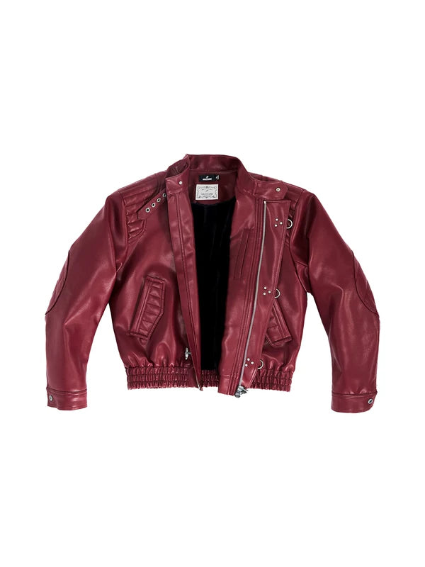 5982852557353,5982852557354,5982852557355, Embroidered Rivet Motorcycle Leather Jacket