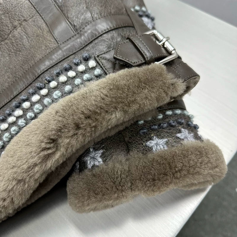 Embroidered Sheepskin Shearling Jacket 5