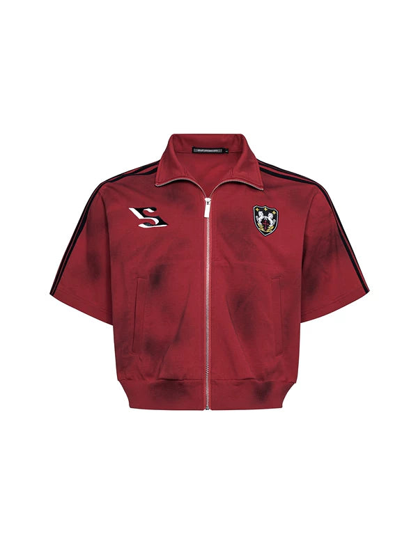 Embroidered Short Sleeve Stand Collar Jacket 5