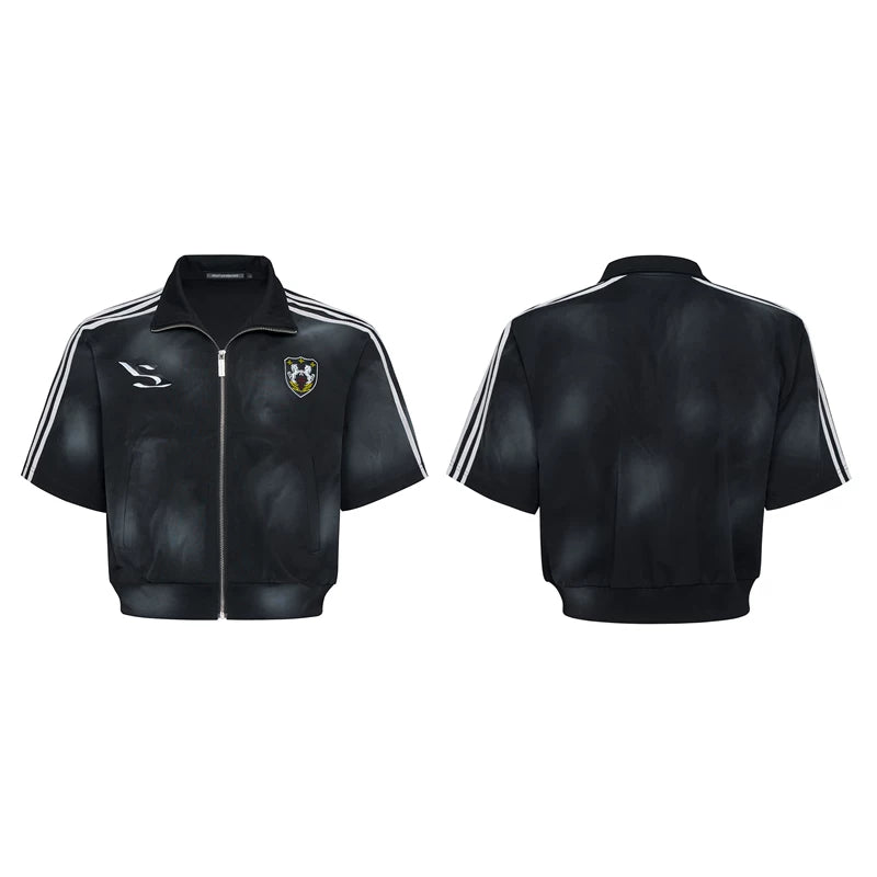 6227240395108,6227240395109,6227240395110,6227240395111, Embroidered Short Sleeve Stand Collar Jacket